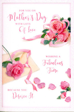 Romantic Mother's Day card design featuring a delicate arrangement of pink roses and petals, styled as though a florist has scattered them across a pristine white tabletop for a photo shoot. At the heart of the image, several large-headed roses in creamy blush and rich rose pink nestle together in a natural, garden-inspired cluster, each bloom open enough to reveal its intricate swirl of petals. The flowers look soft and dewy, suggesting the freshness of stems just conditioned in a Gerrards Cross flower studio. Around this central bouquet, loose petals and smaller rosebuds are artfully placed, mimicking the gentle fall of blossoms on a spring walk through Austenwood or along Packhorse Road. A flowing Mother's Day message in graceful, hand-drawn script arcs across the card, the lettering curving like stems in a bouquet, adding an intimate, handwritten feel. The text, likely in a warm grey or soft rose ink, balances beautifully with the floral elements so neither overwhelms the other. Subtle shadows and highlights lend depth, as though the card were photographed in a bright, airy room with natural light streaming in, creating a sense of calm and tenderness. Overall, the composition evokes the sensation of receiving a hand-tied bouquet and a heartfelt note together, making this image an ideal companion to a Mother's Day flower delivery to homes and cafés around Gerrards Cross, from the village centre to the leafy residential streets nearby.