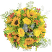 Radiating the gentle warmth of a Gerrards Cross sunrise, this hand-tied bouquet feels like a pocket of local summer-sun-bright sunflowers, their bold, dark centres aglow, anchor the arrangement in joyous optimism. Intertwined, soft yellow roses curl invitingly, their fragrance subtle and soothing, reminiscent of strolls through the fragrant avenues bordering the town centre. Pops of orange blossoms and brilliant red berries introduce lively rhythm, their colours echoing wildflowers seen near Fulmer Common on late June afternoons. Fern fronds and delicate goldenrod tumble gracefully from the edges, bestowing a fresh-from-the-garden vibe that's both spontaneous and welcoming-a style beloved by our Gerrards Cross neighbours. Threaded throughout, eucalyptus leaves bring a silvery accent and a hint of invigorating herbal scent. Intended to lift spirits, offer gratitude, or simply brighten a friend's hall table, this arrangement is a true reflection of local florist artistry and the vibrant natural beauty woven throughout the community. Every detail, from colour to texture to fragrance, composes a heartfelt message-designed to spark smiles as brilliant as the bouquet itself.