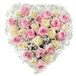 A beautifully hand-crafted heart of roses captures a wave of emotion and elegance in this Gerrards Cross floral tribute. Packed tightly at the heart, roughly thirty-five roses-some blushing pink, others creamy white or faintly buttery yellow-form a lush core. Their velvety petals, in varied stages of bloom, give a sense of natural movement and intimate warmth. Surrounding and threading between the roses is a generous scattering of delicate baby's breath, their snow-white blossoms lightening the arrangement and lending it a floating, cloud-like effect. Against a clean, bright background that evokes the freshness of a spring morning by Gerrards Cross Common, the bouquet glows with timeless romantic and heartfelt energy. Designed as a meaningful tribute for farewells, memorials, or cherished anniversaries, this floral heart is suitable for delivery to homes throughout Gerrards Cross or as a comforting presence in local churches. Every nuance of colour and texture is arranged with the thoughtfulness of a florist who understands the area's gentle traditions and community support, providing a visual anthem to love, memory, and care in times of need.