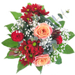 Cradled within gentle hands, this exquisite bouquet from a Gerrards Cross florist feels like holding the essence of a summer garden in full bloom. Deep crimson chrysanthemums and lush red rosebuds form the emotional core, their passionate hues balanced by the graceful presence of two peach roses whose petals unwind in soft, luminous spirals. Wisps of white baby's breath thread through the arrangement, reminiscent of morning haze resting over Gerrards Cross Common, infusing the bouquet with a delicate airiness that softens its bold heart. The base is dense with textured greenery, from broad dark leaves to slender sprays of eucalyptus, introducing modern lines and a fresh, cool scent-evoking walks along the local green spaces. A daring, spiky burgundy bloom hints at the unexpected beauty that makes Gerrards Cross unique, giving the bouquet its own signature character. Where color meets perfume-reds, whites, peaches blending with earthy green-the bouquet conjures emotions of love, celebration, and appreciation. Every detail, from the tactile velvet of the red petals to the lacy embrace of baby's breath, is a testament to the care and intention with which the arrangement is crafted for the people of Gerrards Cross. Ideal as a centrepiece for a joyful gathering or a heartfelt gift delivered locally, this bouquet captures the artistry of community florists and the spirit of meaningful moments.